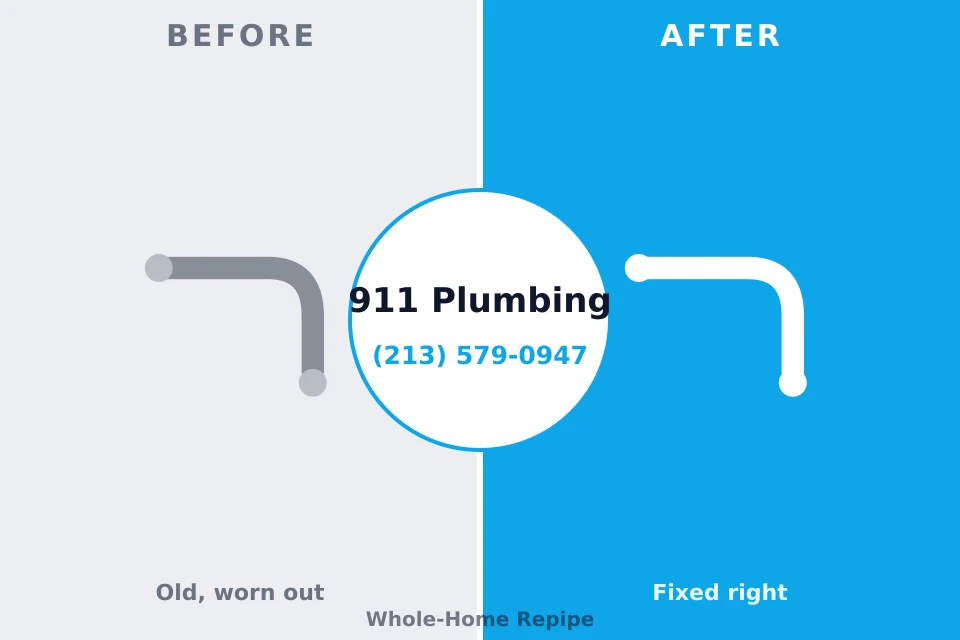 Before and after: plumbing repair Energy, IL